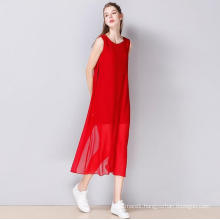 Summer Sleeveless Round-Neck Fashion Women′s Dress